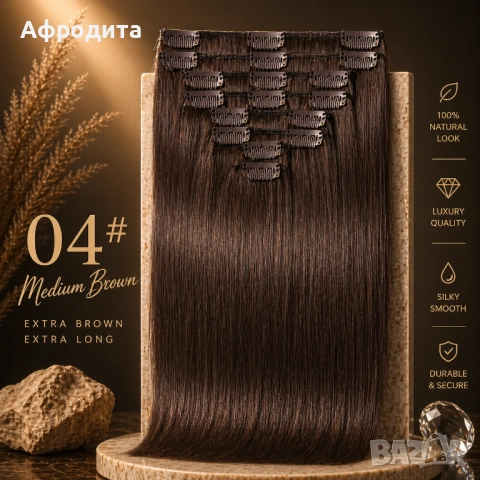 ✨ 100% ЕСТЕСТВЕНА СЛАВЯНСКА REMY КОСА С КЛИПСИ – ГОТОВА ЗА ПОСТАВЯНЕ ✨, снимка 7 - Аксесоари за коса - 54359208