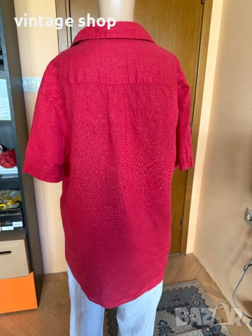 Мъжка ленена риза с къс ръкав Heritage, снимка 5 - Ризи - 54321704