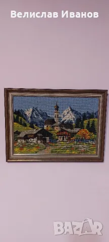 Стар гоблен с вълнени конци.Планинска приказка. Внос Белгия. Без забележка.