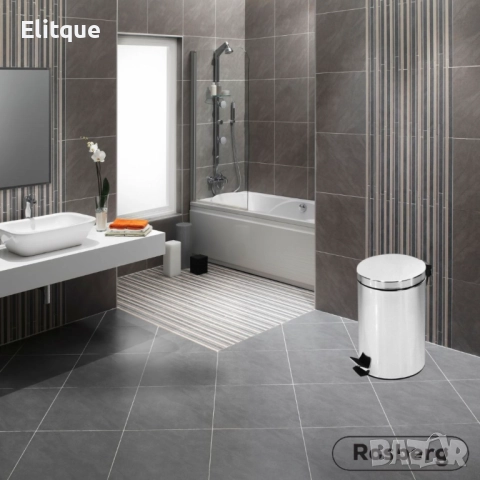 Кофа за смет с педал Rosberg R53007A3, 3/8/12L, Неръжд. стомана, снимка 5 - Други стоки за дома - 52888959