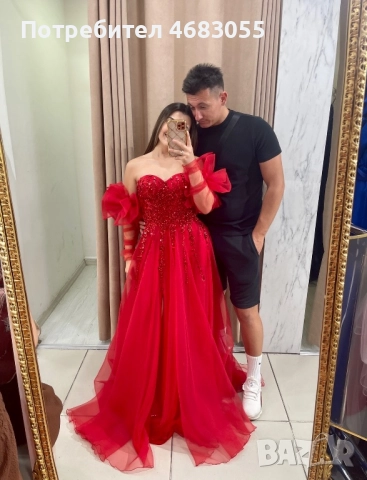 Червена рокля S/M – продажба и под наем, снимка 2 - Рокли - 52796013