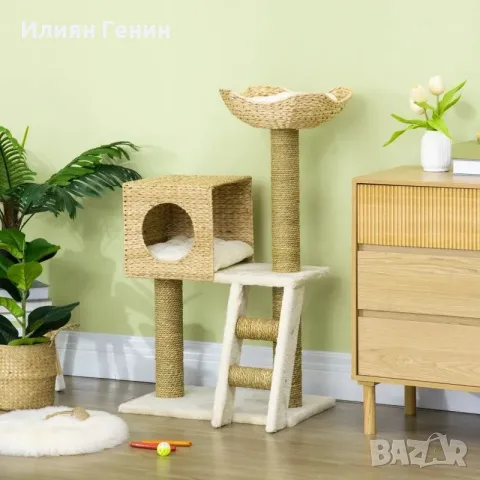 Дърво за котки PawHut с къщичка за котки, снимка 4 - За котки - 55894491