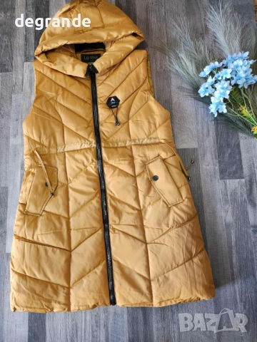 Дамски дълги елеци с качулка, снимка 2 - Елеци - 51751728