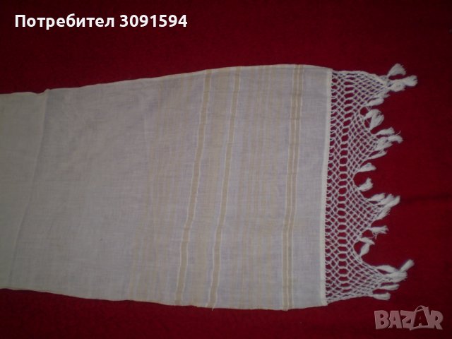 19 в  кърпа памучен  кенар с плетена на една кука дантела , снимка 7 - Антикварни и старинни предмети - 37467663