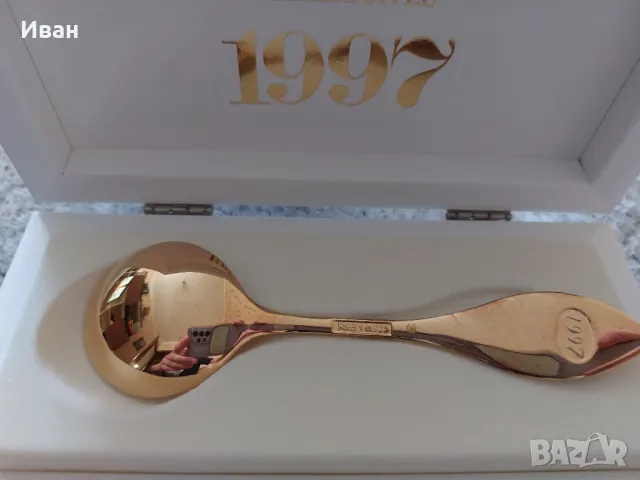 позлатена сребърна лъжичка 1997 Robbe & Berking, снимка 2 - Антикварни и старинни предмети - 50325268