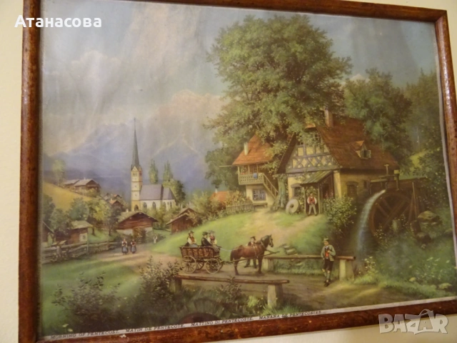 Стара картина "Сутрин на Петдесетница" репродукция от 1935 г, снимка 3 - Картини - 53940961