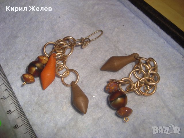 СТАРИ ВИНТИДЖ ЗЛАТИСТИ АРТ ДЕКО СТИЛ ОБЕЦИ с ПОЛУСКЪПОЦЕННИ КАМЪЧЕТА и ПОЛИМЕРНА ГЛИНА 27787, снимка 5 - Антикварни и старинни предмети - 37715835