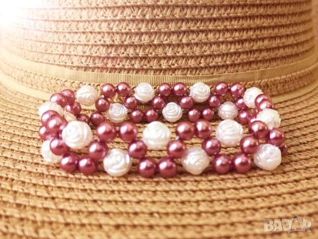 🏷️ Гривна / цвят: перлено бял и виолетов, снимка 2 - Гривни - 47313084