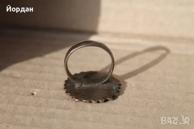 Сребърен възрождеснки пръстен с живачна позлата, снимка 3 - Антикварни и старинни предмети - 49483776
