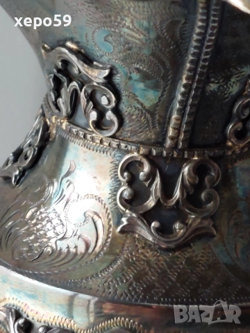 Стара Антикварна Сребърна кана за вода/сребро 925 проба,емайл,тюркуази/чаша,сребро/, снимка 11 - Аксесоари за кухня - 52316145