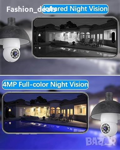 Нова Безжична - 4MP камера в крушка, 2.5K CCTV Сигурност Дом Охрана Наблюдение, снимка 7 - Камери - 42385827