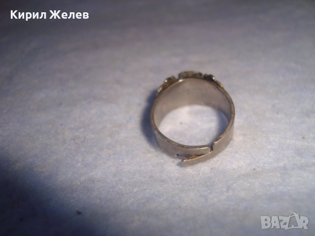 СТАР НИКЕЛИРАН РЕГУЛИРУЕМ ФЛОРАЛЕН РЕТРО АРТ ПРЪСТЕН с ГОЛЯМ ФАСЕТИРАН КРИСТАЛ 27583, снимка 4 - Антикварни и старинни предмети - 37412658