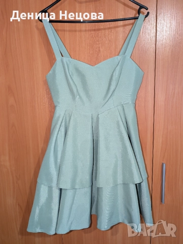 Официална рокля, къса рокля, рокля за сватба, зелена рокля