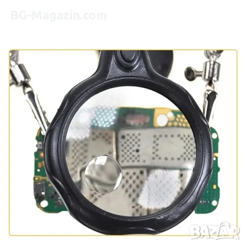 Мощна професионална настолна увеличителна лупа помощна ръка с LED осветление за запояване платки, снимка 7 - Поялници и запояване - 50921105