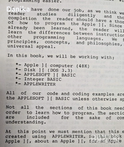 Книга Programming APPLE II DOS 3.3 Applesoft BASIC Integer BASIC, снимка 2 - Специализирана литература - 54306513