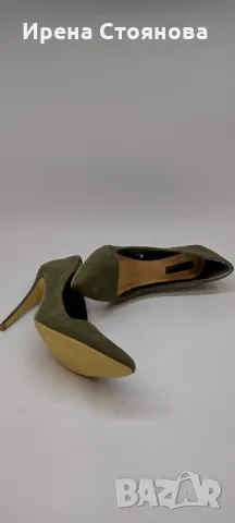 Дамски обувки в маслено зелен цвят на висок ток. Материя велур. Размер 40/41 номер , снимка 9 - Маратонки - 49271041