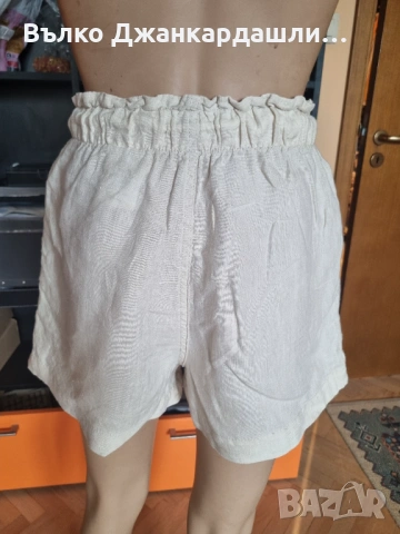 Дамски ленени панталони H&M, размер XS, снимка 4 - Къси панталони и бермуди - 53096037