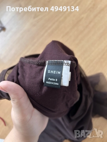 Кафяв мрежест/тюлен кроп топ SHEIN (Размер S), снимка 3 - Корсети, бюстиета, топове - 56276922