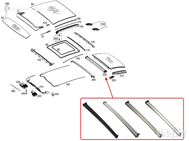  Mercedes GLC W253 Щора за панорамен таван , снимка 4 - Части - 50431561