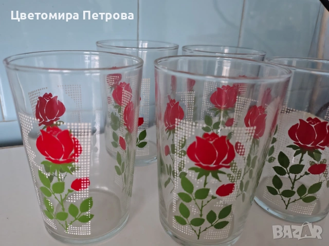 Ръчно рисувани чаши за вода и сок 