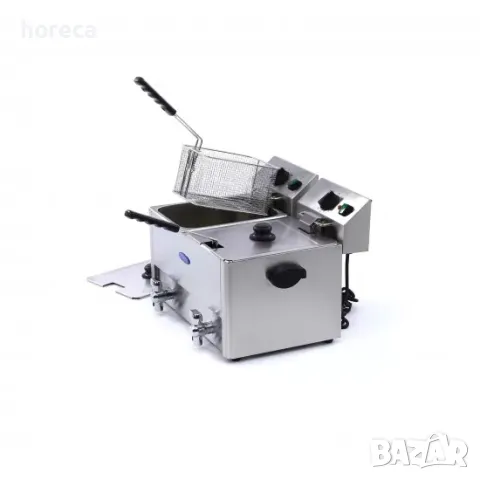 Електрически фритюрник 2 x 8 л, с 2 крана и студена зона, снимка 2 - Оборудване за магазин - 47874960