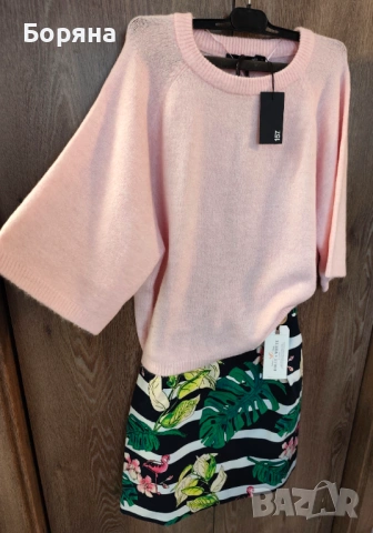 Leger 157 нов с етикет пуловер с къс ръкав в бебешко розово, снимка 6 - Блузи с дълъг ръкав и пуловери - 54080100