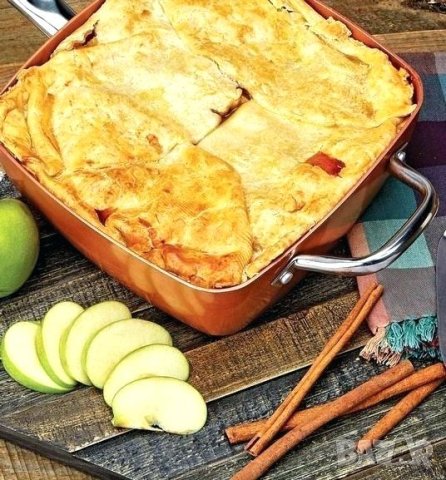 Migas Copper Pan квадратен тиган със стъклен капак-5 начина на готвене, снимка 3 - Съдове за готвене - 42754637