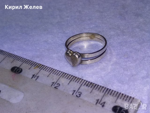 ИЗЯЩЕН СЪРЦЕВИДЕН РОМАНТИЧЕН МАЙСТОРСКИ СРЕБЪРЕН ПРЪСТЕН ВИСОКА ПРОБА СРЕБРО с БЯЛА ПОЗЛАТА 40095, снимка 12 - Пръстени - 42761234