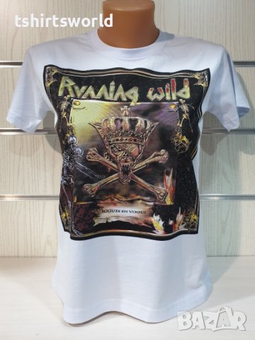 Нова дамска тениска с дигитален печат на музикалната група Running wild - Rogues en Vogue 