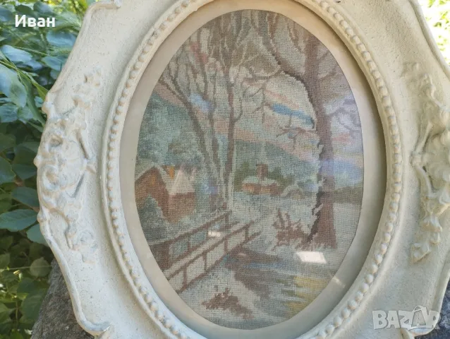 ръчно изработен гоблен Пейзаж/Зима , снимка 4 - Гоблени - 50339014