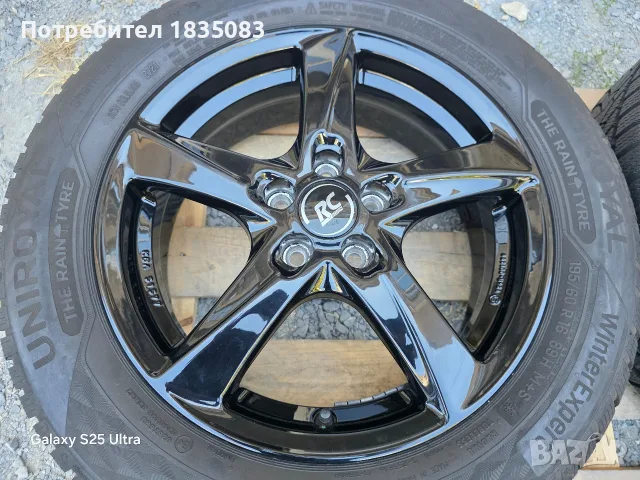 Лети джанти 16ки 5х100 RC Design + зимни гуми 195/60/16 Uniroyal, снимка 4 - Гуми и джанти - 55879317