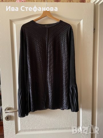 Черна парти коктейлна еластична туника елегантна блуза Zara, снимка 6 - Туники - 39955658