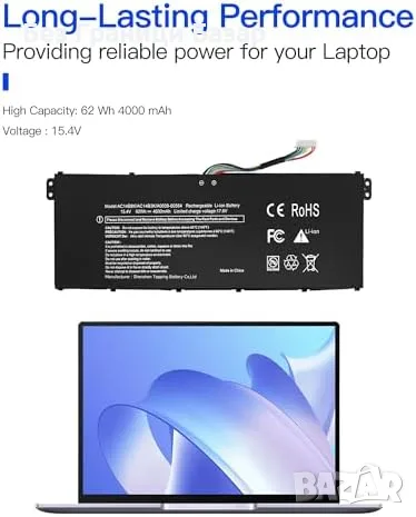 Нова лаптоп AC14B8K батерия за Acer R3 R5 R7 Aspire 5 Nitro 5 Swift 3 Chromebook 62Wh