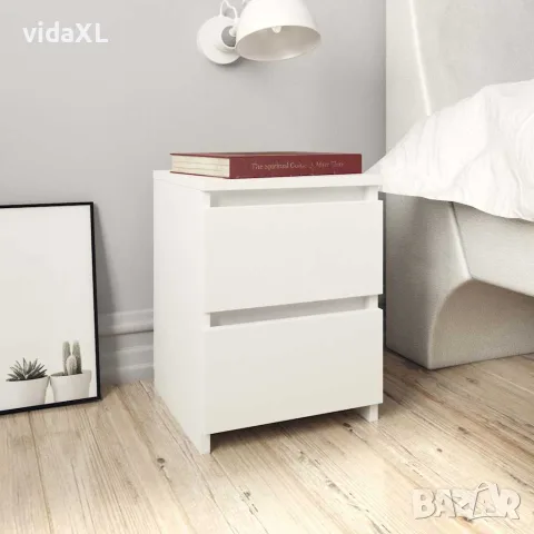 vidaXL Нощно шкафче, бяло, 30x30x40 см, инженерно дърво, снимка 5 - Шкафове - 56147704
