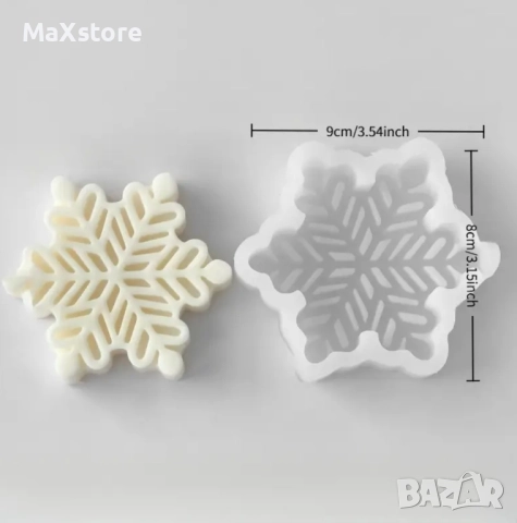 3 модела Снежинка снежинки Дълбок силиконов молд форма за свещи гипс сапун смола фондан , снимка 3 - Форми - 51945845