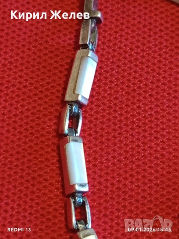 Сребърна гривна тип Кламер с Седеф подходящ аксесоар за ежедневието 52608, снимка 6 - Гривни - 53044781