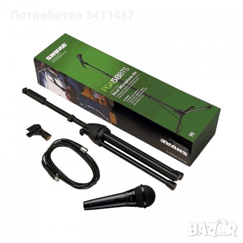КОМПЛЕКТ МИКРОФОН И СТОЙКА SHURE PGA58BTS, снимка 2 - Микрофони - 39943176