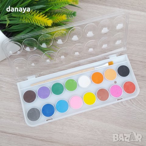 3009 Водни бои за рисуване с четка, 16 цвята, снимка 2 - Ученически пособия, канцеларски материали - 37781563