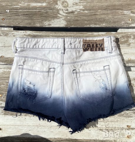 Къси дънкови панталони Tally Weijl, цвят синьо-бяло омбре, XXS, , снимка 2 - Къси панталони и бермуди - 38147100