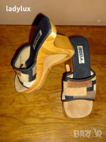 SODA, дървена платформа и ест. кожа, 37-ми номер. Код 1061