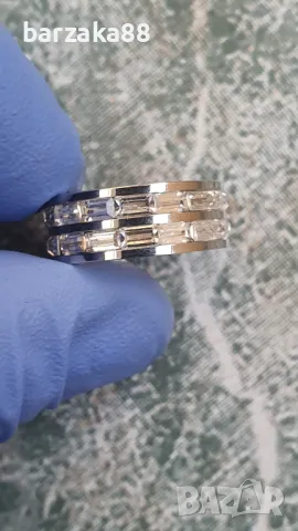 Стоманен пръстен Халка с камъни, снимка 1