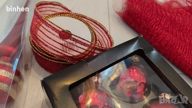 Коледна червена декорация за елха, снимка 5 - Декорация за дома - 52511784