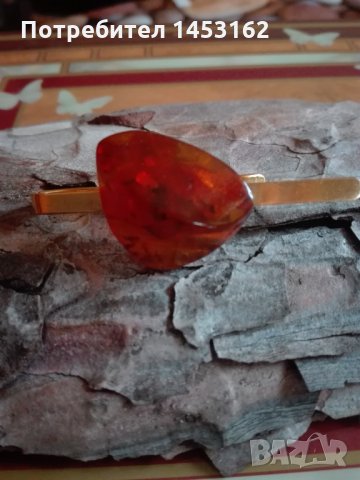 Стара позлатена руска игла с кехлибар, снимка 4 - Други - 31178540
