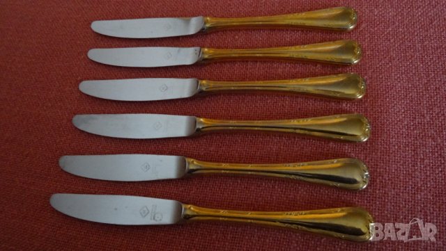 Solingen KUPPELS BESTECK , 18/10 HARTVER GOLDET 23/24 KARAT комплект 6 бр ножове с позлата, снимка 9 - Прибори за хранене, готвене и сервиране - 31142102