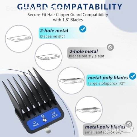 Нови 10 приставки за машинка Wahl 1.5-24 мм с метални клипсове за подстригване, снимка 4 - Други - 54155634
