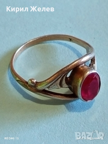 Винтидж сребърен пръстен СССР с червен Рубин майсторска ръчна изработка 31141, снимка 6 - Пръстени - 52960884