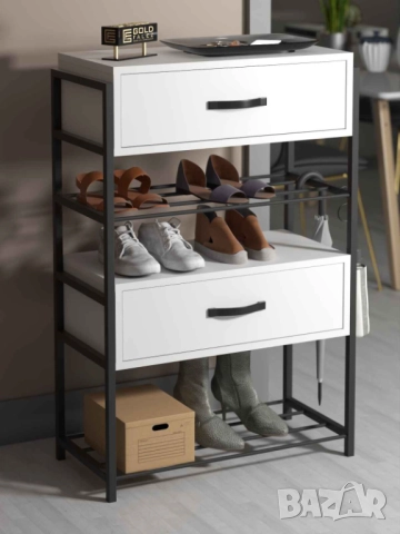 Шкаф за обувки с 4 рафта и 2 врати/ Етажерка за обувки/ Рафт за обувки, снимка 8 - Шкафове - 52154159