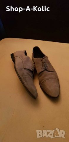 Men's HUGO BOSS Dress Appeal Suede Lace-Up Derby Dark Grey Shoes, снимка 1