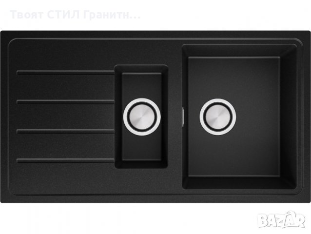 Кухненска Мивка от Гранит модел Копенхаген 900 x 500 Supreme Duo - черна