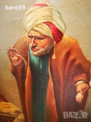 Картина масло-Rudolf Ernst/Търговец продава робиня на султан Baezit 2/, снимка 4 - Антикварни и старинни предмети - 30041390